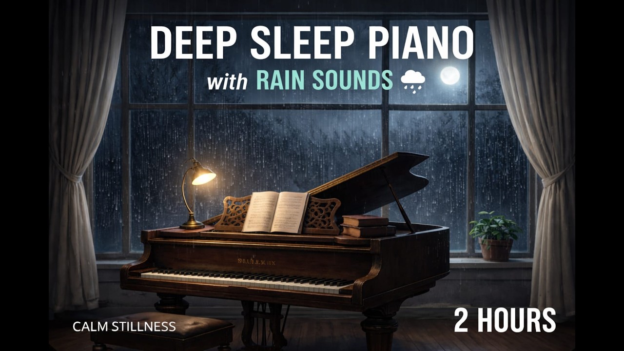 Deep Sleep Piano with Rain Sounds | 2 Hours of Solo Piano for Insomnia