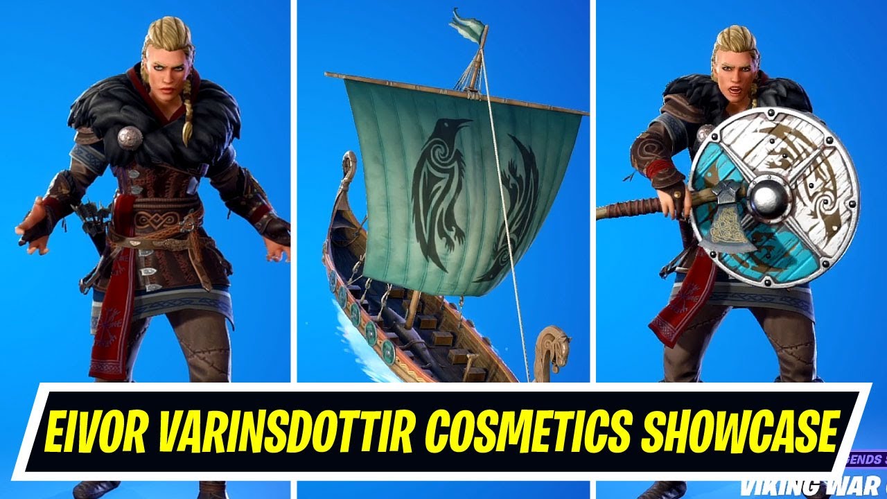 Assassins Creed's Eivor Varinsdottir Skin and All Cosmetics Full Showcase in Fortnite