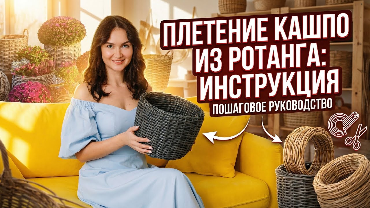 Плетение кашпо из искусственного ротанга: инструкция 