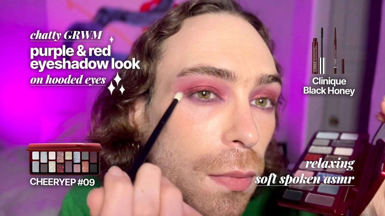 Relaxing Soft-Spoken ASMR Eye Makeup Tutorial ✨ Vampy Purple & Red Eyeshadow Look on Hooded Eyes