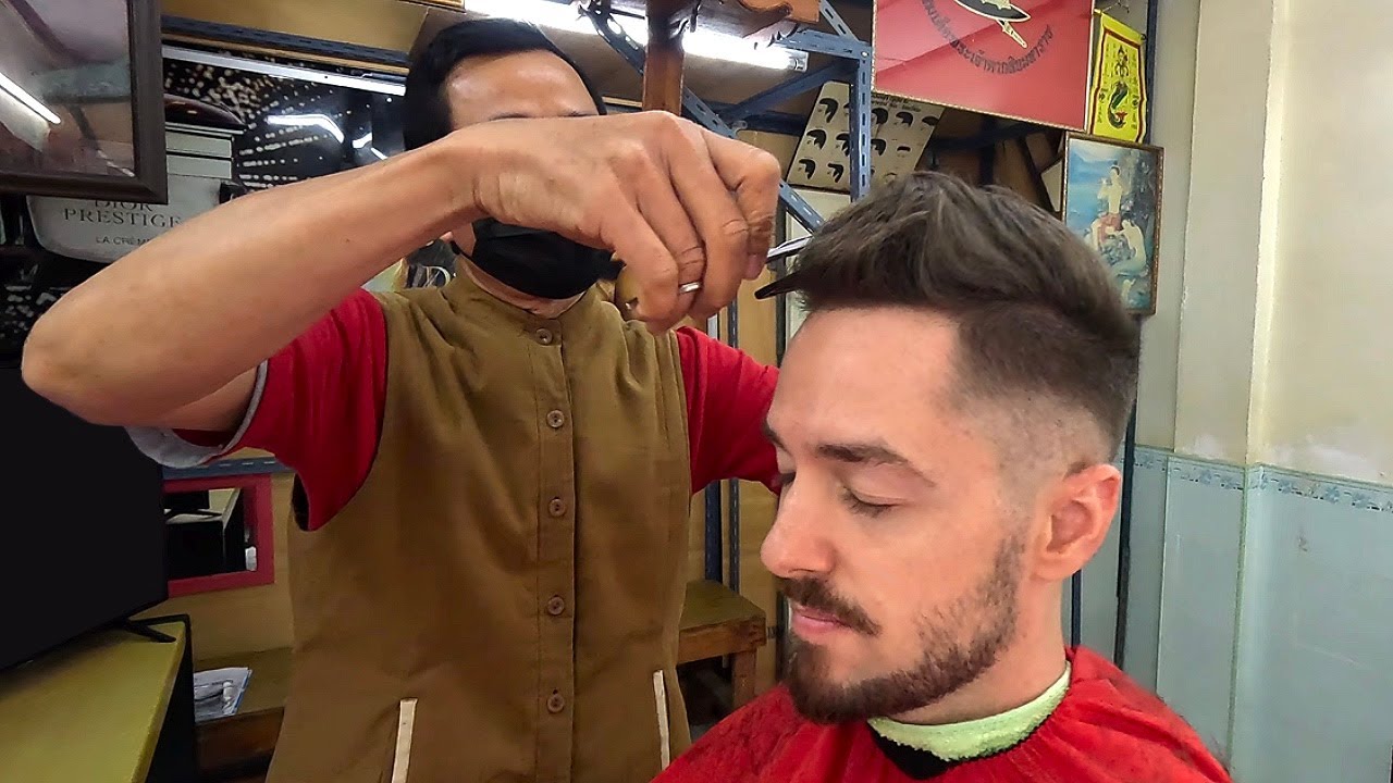 ASMR Haircut & Beard Trim No Talking | Relaxing Barber Shop for Deep Sleep in Bangkok Thailand 🇹🇭