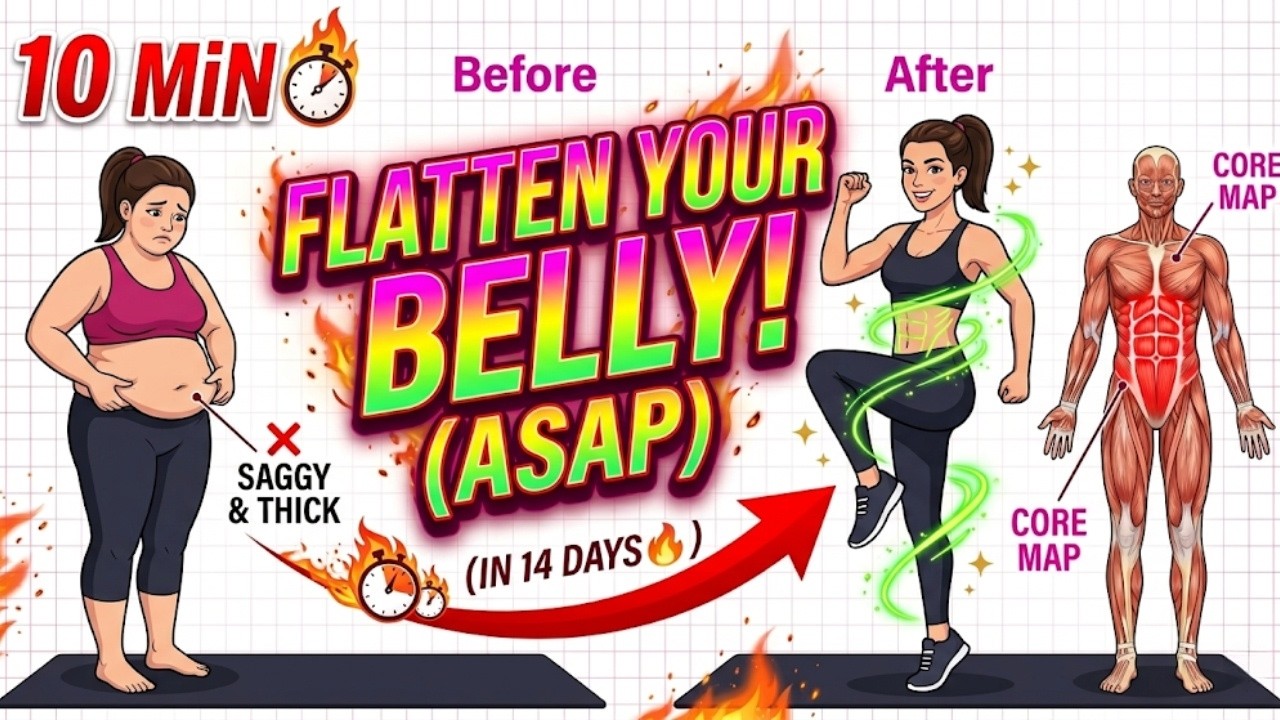 Standing Flat Belly Workout 💖 Burn Belly Fat & Tighten Your Core | No Floor