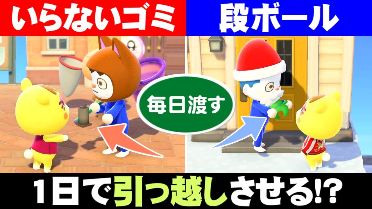 【どうぶつの森】島民に段ボールとゴミを毎日渡し続けたら1日で引っ越しさせられる方法見つけたww【うさごん】