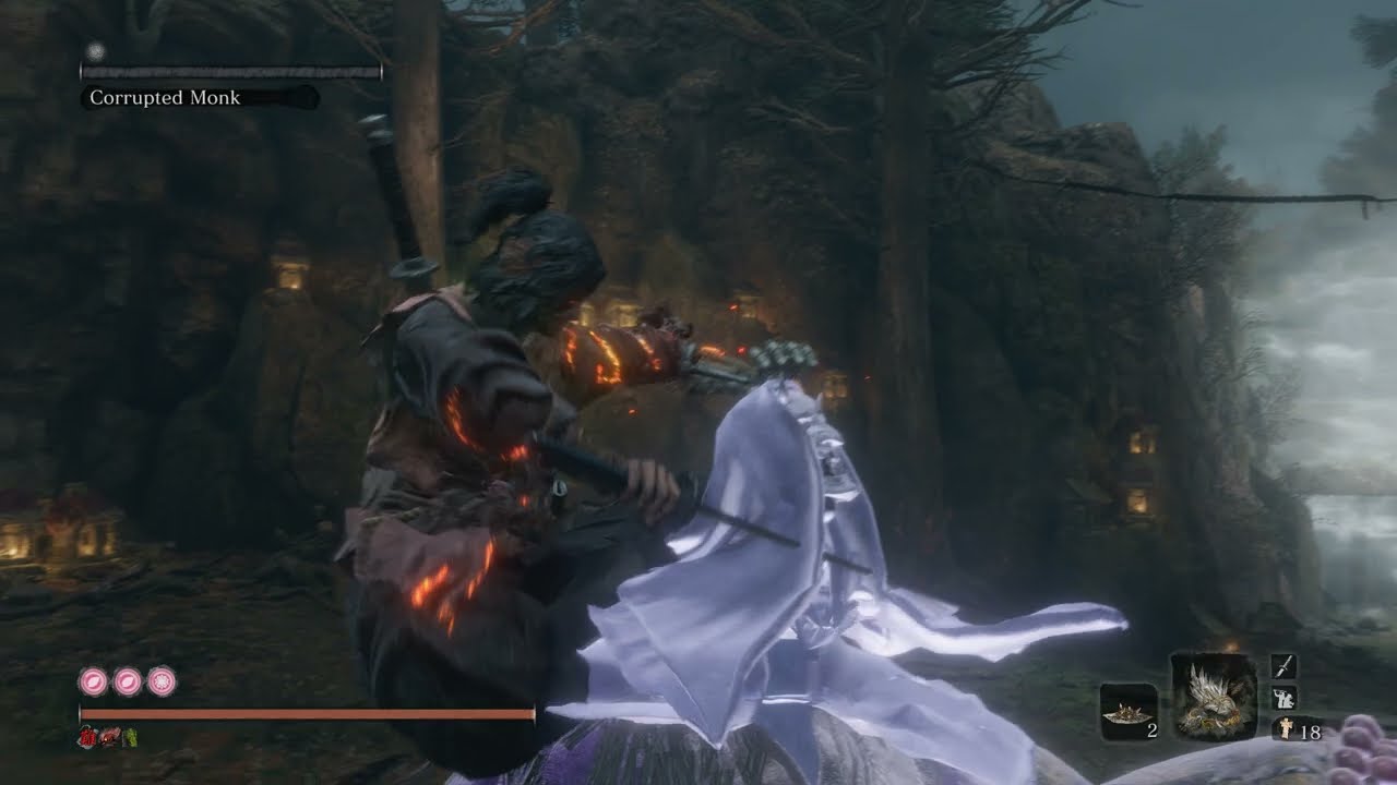 Sekiro Corrupted Monk easiest cheese (Mist Raven)