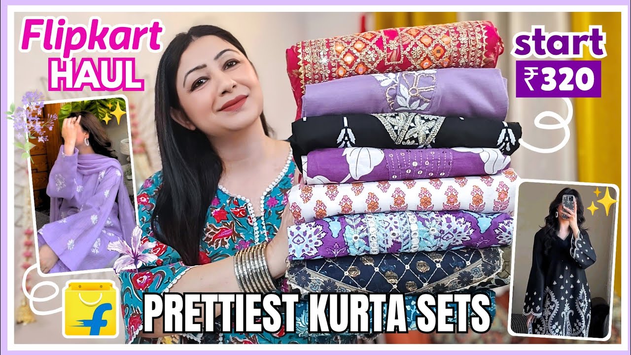 Flipkart Kurta Set Haul 🥰 Floral Anarkali, Officewear Suit Set✨New Cotton Kurti @ ₹320/🥰 Co-ord Set 