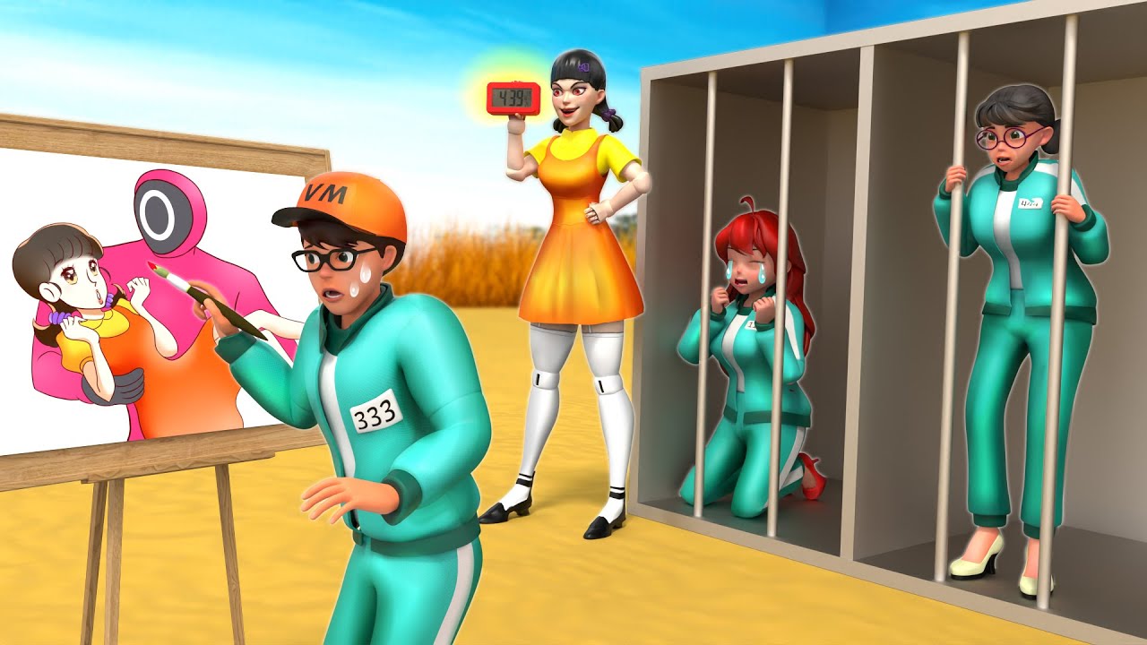 Squid Game vs Scary Teacher 3D | Nick Rescue Tani - Matching Pictures Unlock Iron Cage Challenge