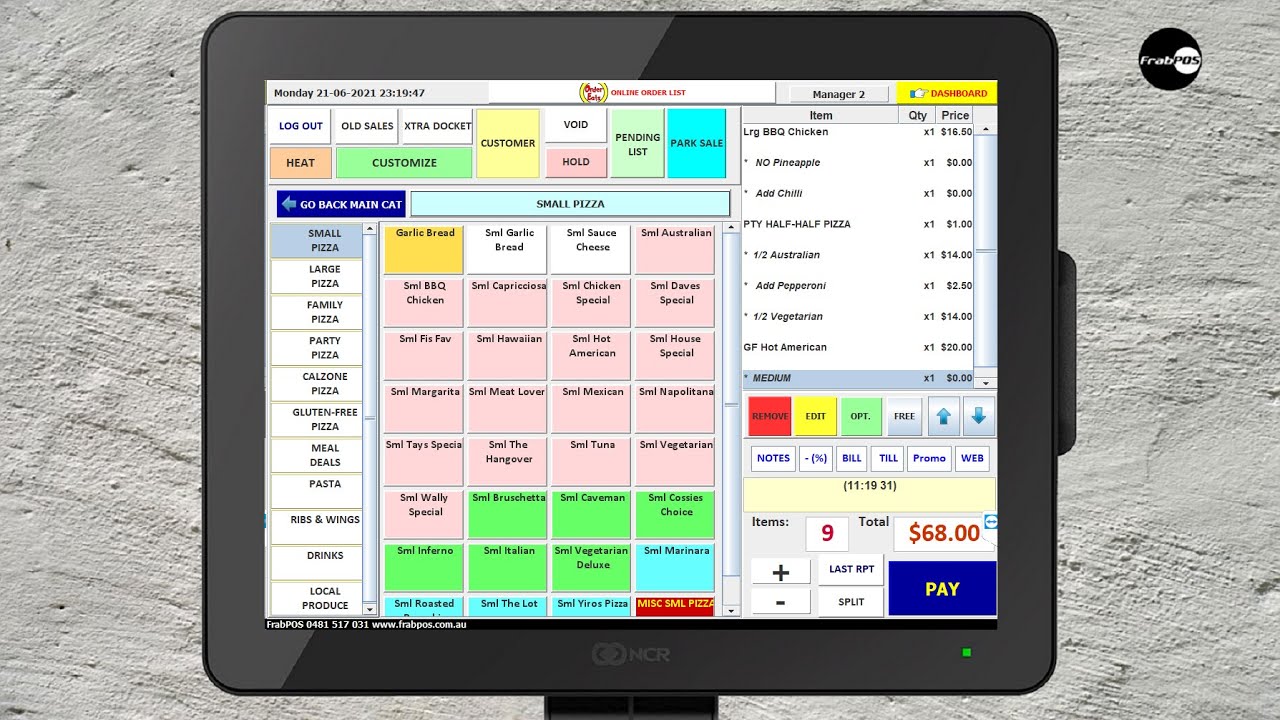 Easy to use POS Software for Pizza Shop - FrabPOS