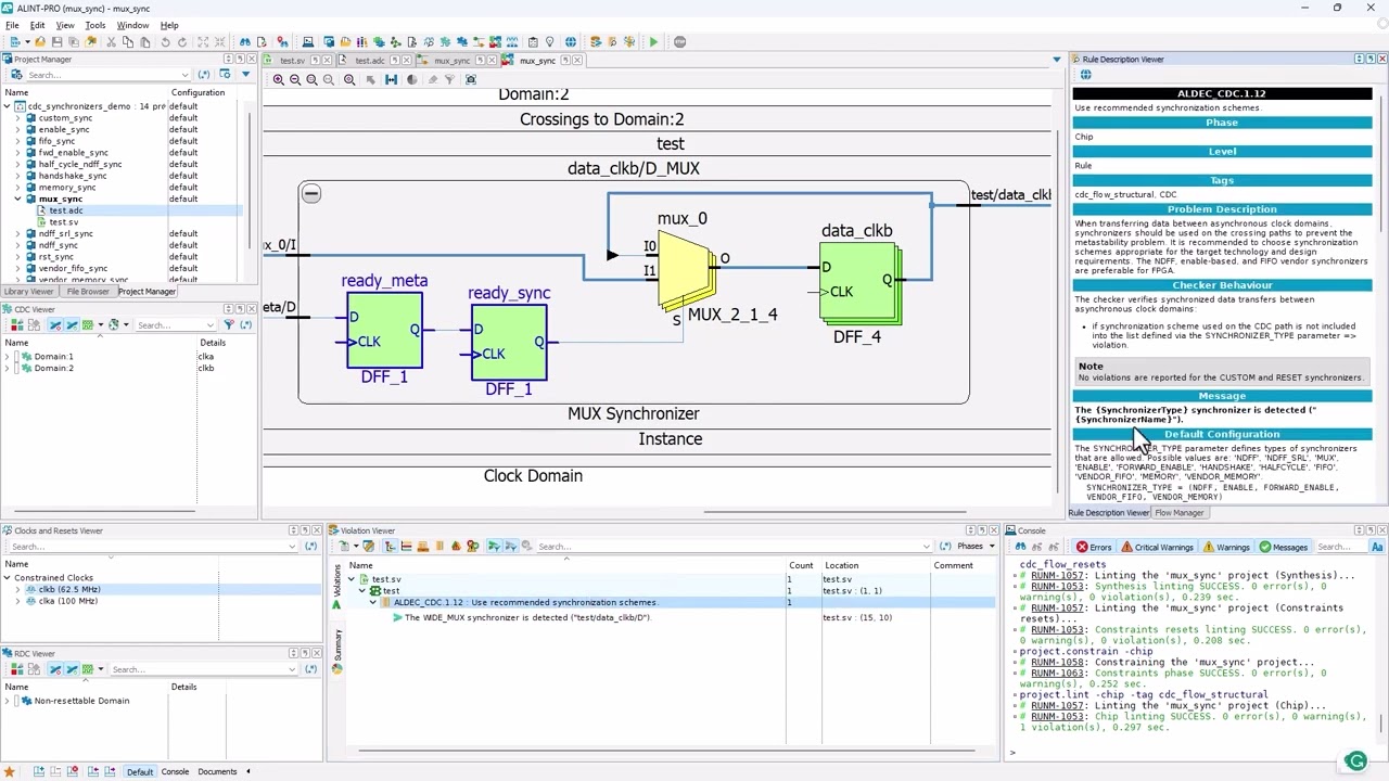 ALINT PRO&trade; 6.3 Clock Domain Crossing Static Analysis: Complex Synchronizers