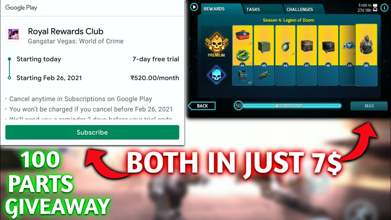 Purchasing Royal Club & BP Season 4 : Legion Of Doom for just 7$ | Gangstar Vegas