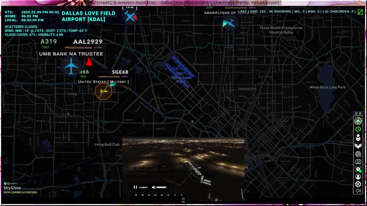 KDAL –Dallas Love Field Airport | Live Flight Traffic, Virtual Airport View, LiveATC & Ambient Music