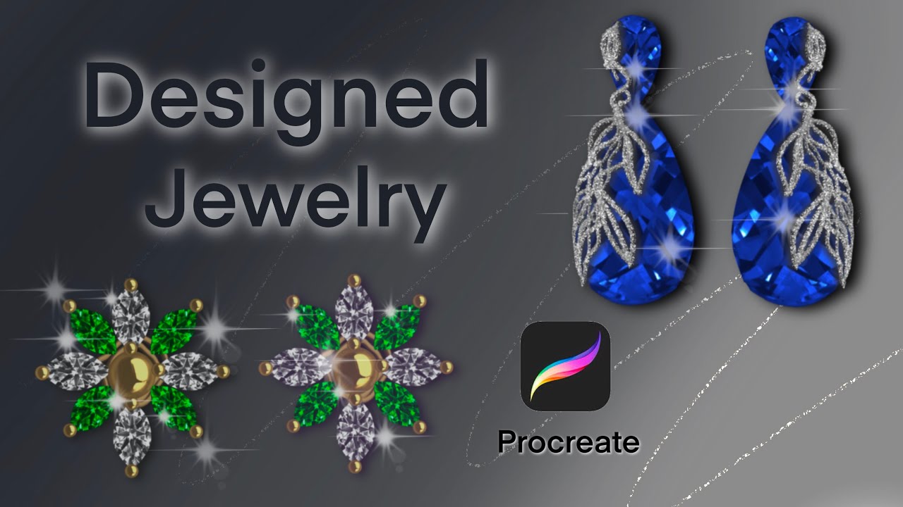 دورة تصميم المجوهرات Designed earrings on ipad with procreate app