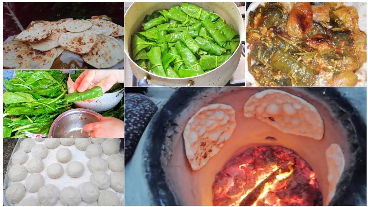 يومي البسيط/طبخت دولمه وخبز بتنور الطين لخوي الزعلان😁😂حسوني ابن زوجي ورقاوي بنتي😲🤭