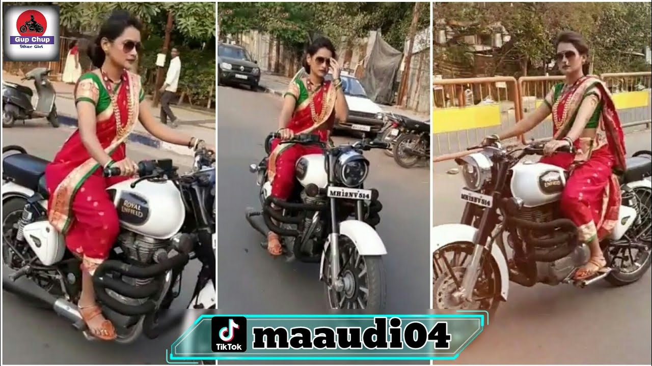 Indian Girl Riding Bullet Bike in Saree || Maaudi Riding Bullet || TicTok Bike Girl