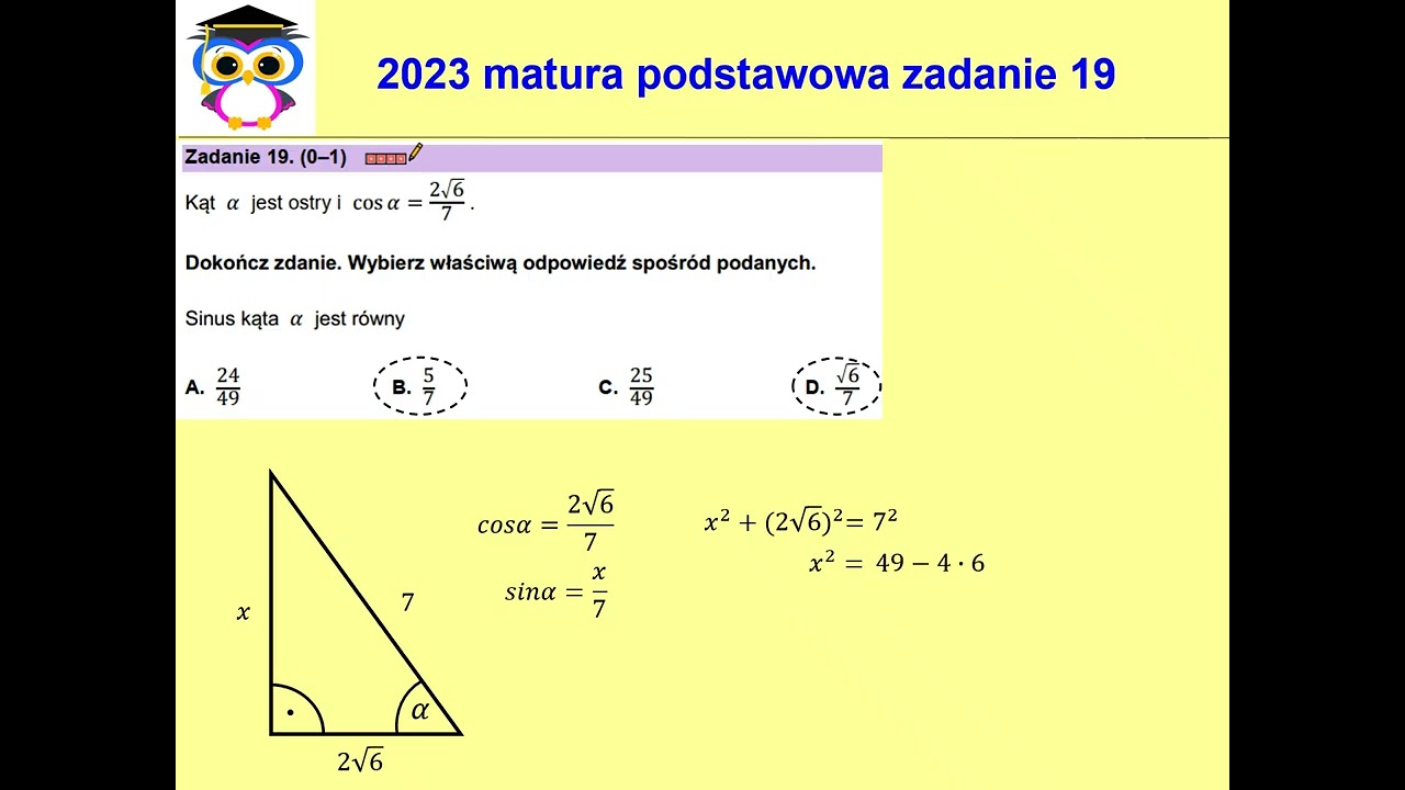 19 PP POP 2023 Matura matematyka poziom podstawowy, termin poprawkowy, sierpień. Zadanie 19