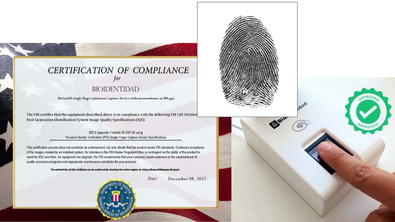 Bioidentidad BioCard30. Óptima lectura de huella dactilar y smartcard contact contactless, FBI FAP30