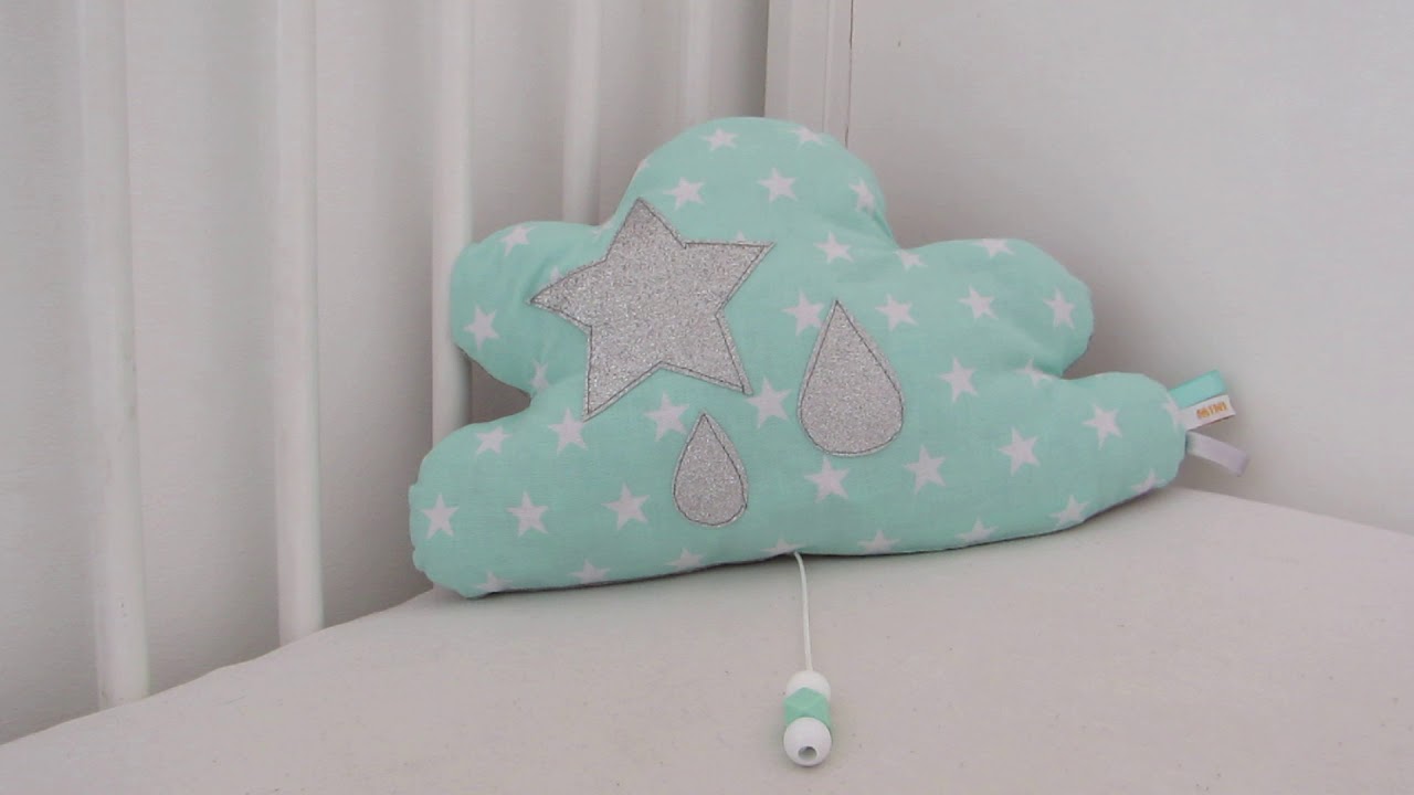 coussin nuage musical mint &eacute;toile blanche mini canaille