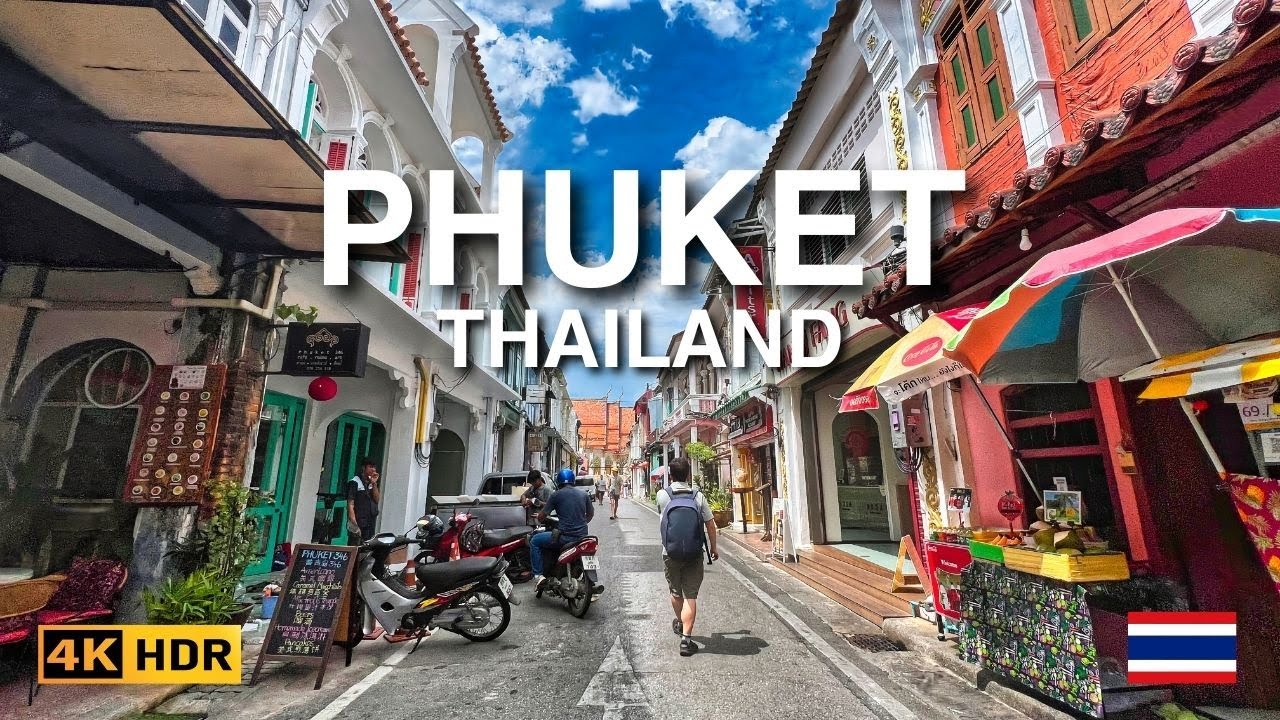 Phuket Old Town Walk, Thailand Walking Tour 4K HDR with Captions