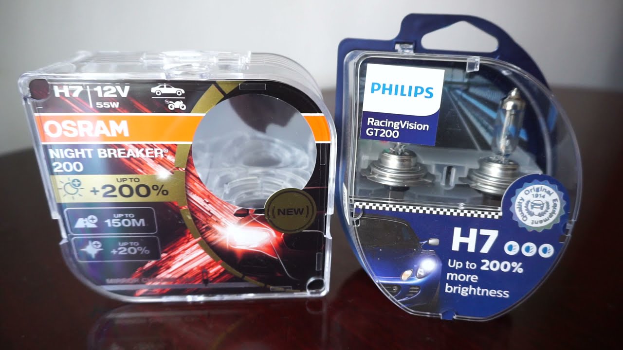OSRAM NIGHT BREAKER +200% vs Philips RacingVision GT200