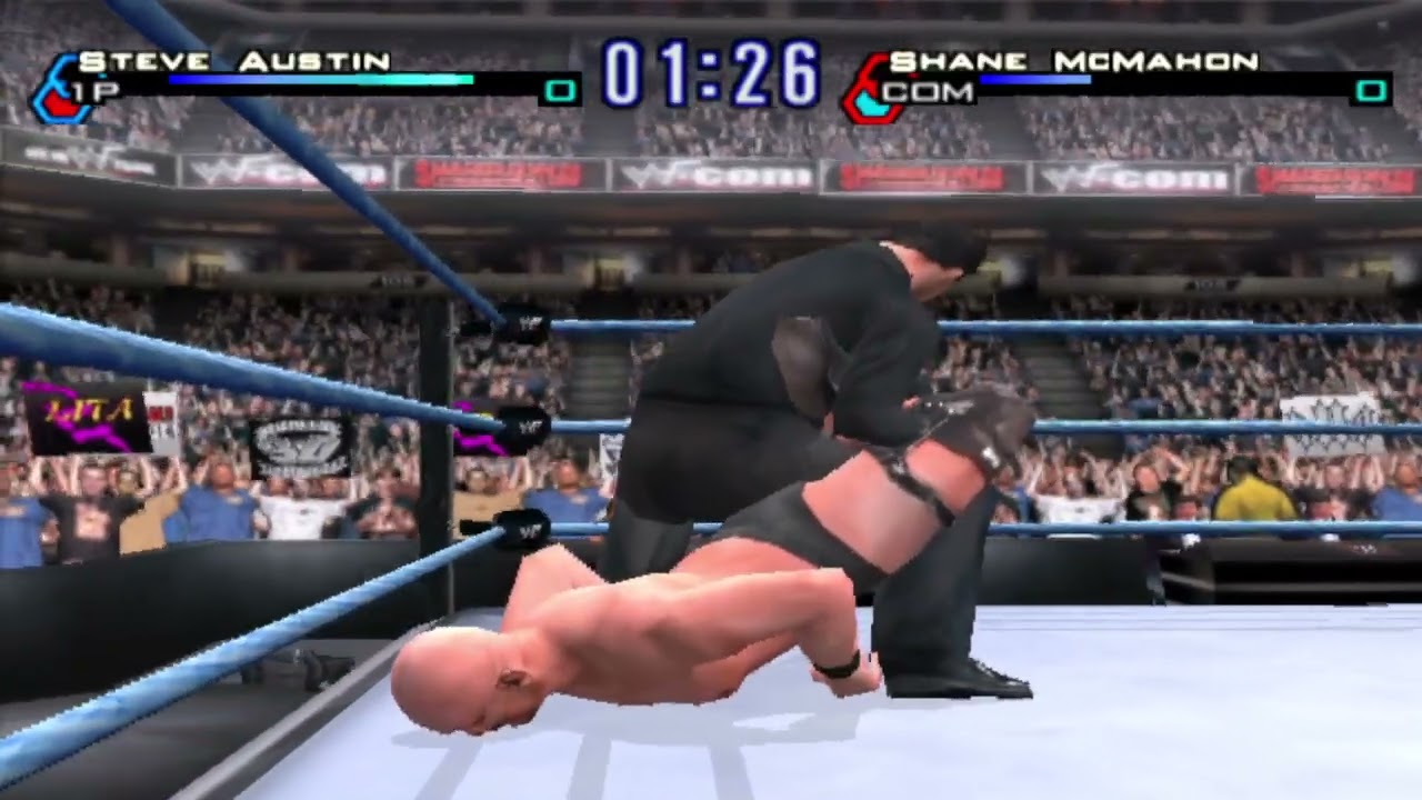 WWF Smackdown! Just Bring It - PS2 Gameplay - Steve Austin vs Shane McMahon