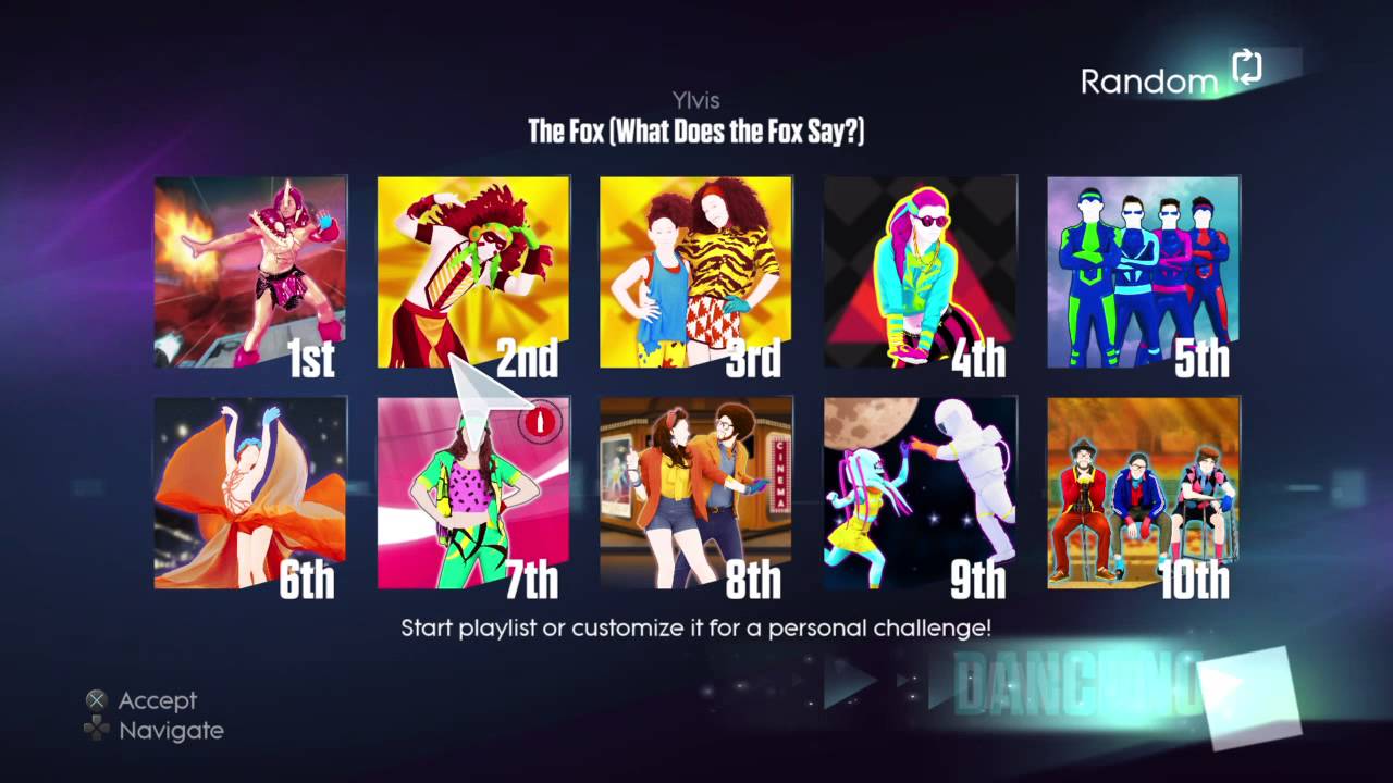 Just Dance 2015 menu