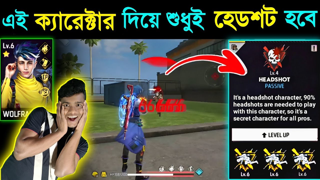নতুন হেডশট ক্যারেক্টার শুধুই হেডশট হবে। Free Fire Wolfrahh Character Ability | #FreeKingMani