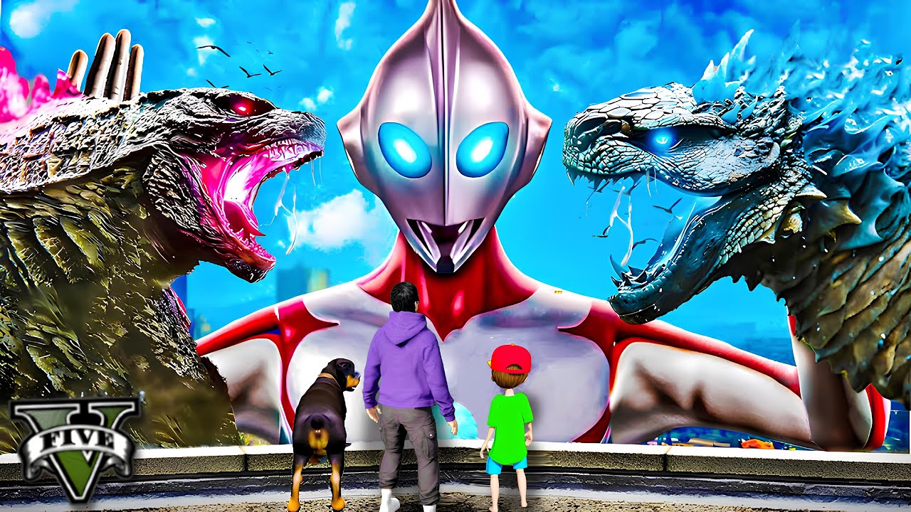 Ultraman နဲ့ ဂေါ်ဇီလာကြီးနှစ်ကောင်ရဲ့ တိုက်ပွဲ | Ultraman VS Godzilla in GTA V | SMART On Live