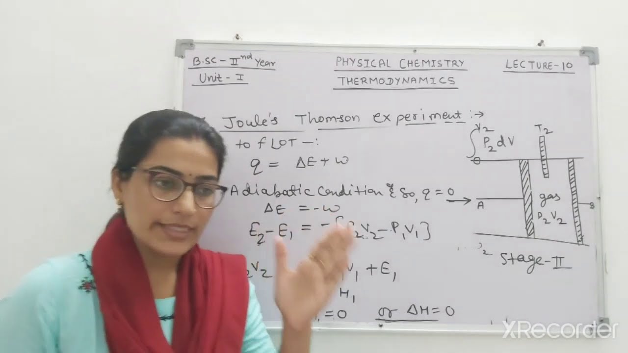 B.Sc Classes Thermodynamics-1st lecture-10(Joule's Thomson effect,Joule's Thomson coeff.)by Renu