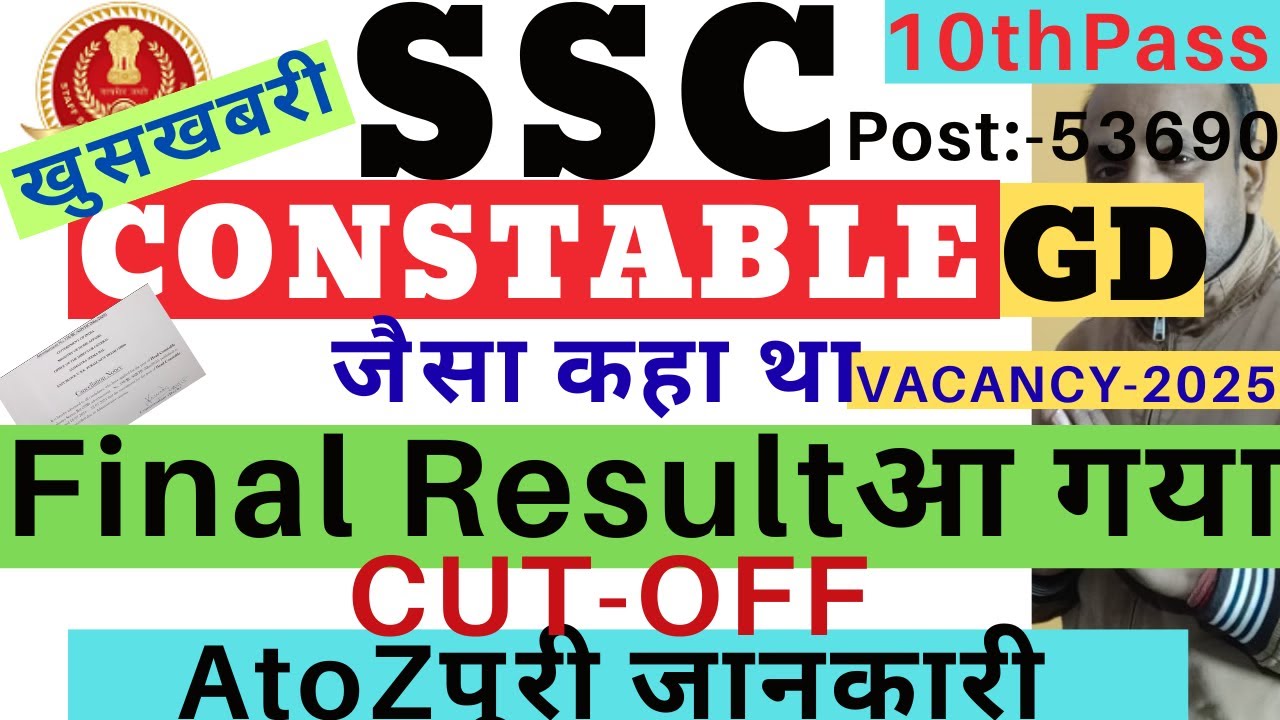 SSC GD Final Result 2026| SSC Constable GD Final result 2026| SSC GD Final Cutoff 2026|SSC GD result