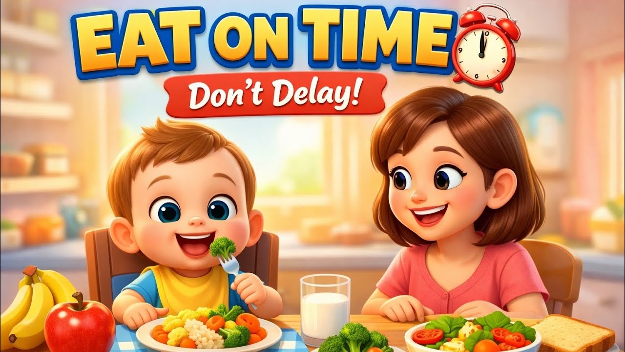 Eat on Time, Don’t Delay | Healthy Eating Rhymes for Kids 🍎