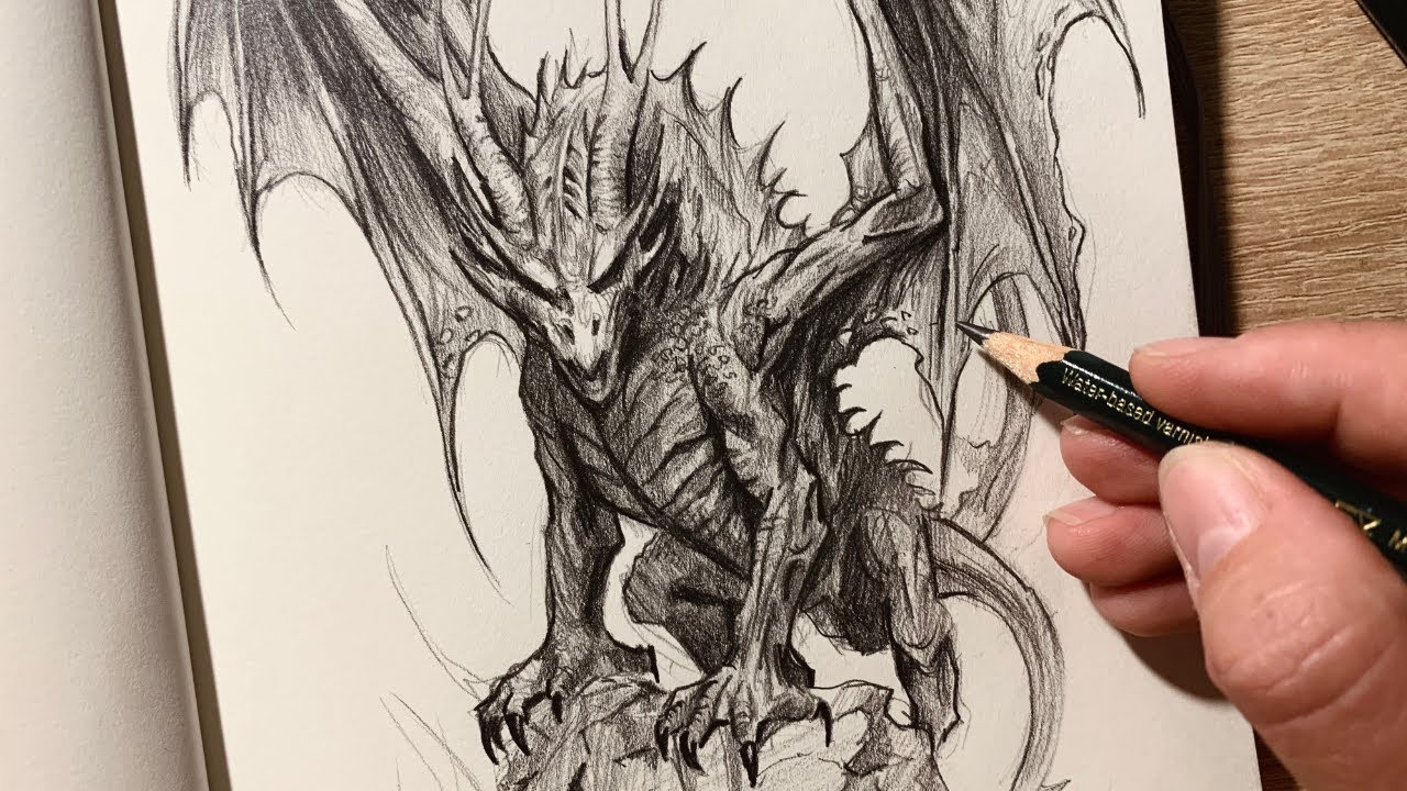 Drawing the mythical creature Dragon | Real Time Tutorial