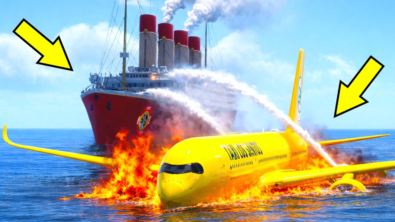 Airplane Makes Emergency Water Landing And Firefighting Titanic Extinguishes The Aeroplane | GTA 5