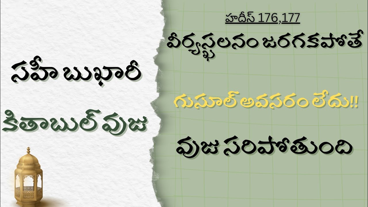 కితాబుల్ వుజు-సహీ బుఖారీ/హదీస్-176,177,178 #teluguislamicvideos #sahihbukhari #islamtelugulo #wuzu 