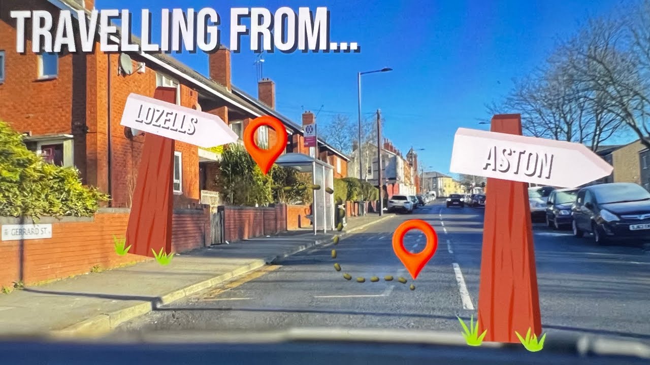 Road view from Lozells to Aston via Aston Villa Stadium 