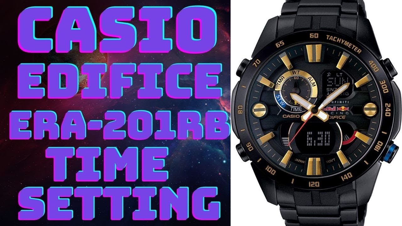 how to set Time on casio edifice Analog Digital ERA 201RB (5418) Time setting #watchservicebd