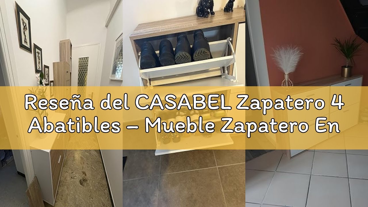Reseña del CASABEL Zapatero 4 Abatibles – Mueble Zapatero Entrada Blanco & Madera, Diseño Moderno, G