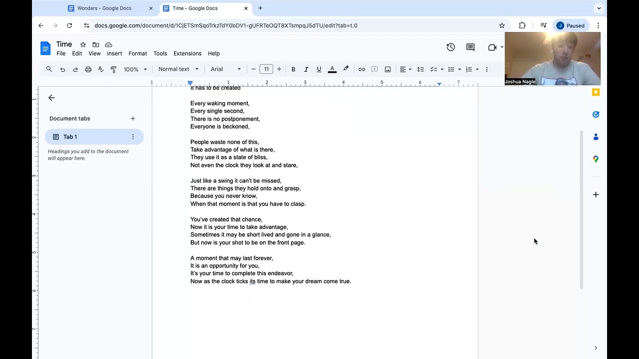 My First Ever Poetry Video! Reading Wonders and Time