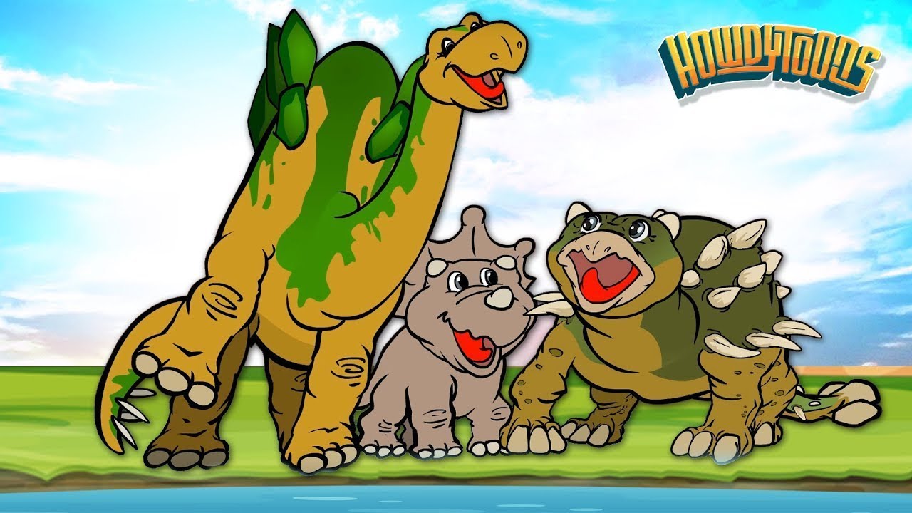 Os Dinossauros na Beira do Rio | Músicas de Dinossauros | Dinostory por Howdytoons S1E5
