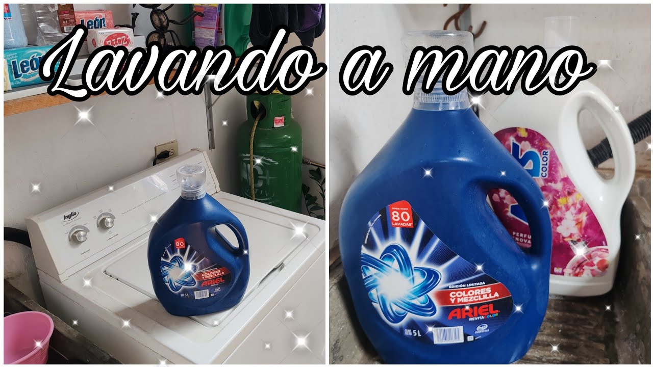 🧼🫧 Jabón Ariel colores y mezclilla Lavando a mano uniformes de mis hijas 🫧
