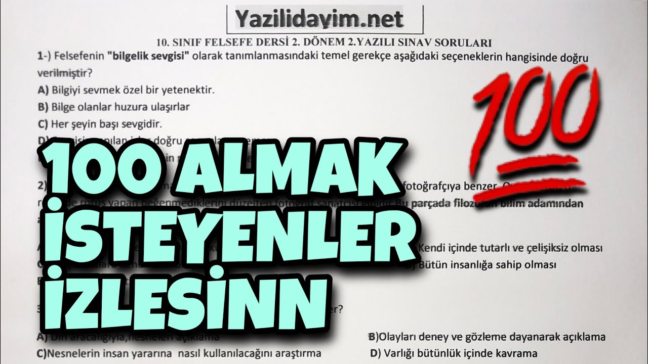 10.Sınıf Felsefe 2.Dönem 2.Yazılı
