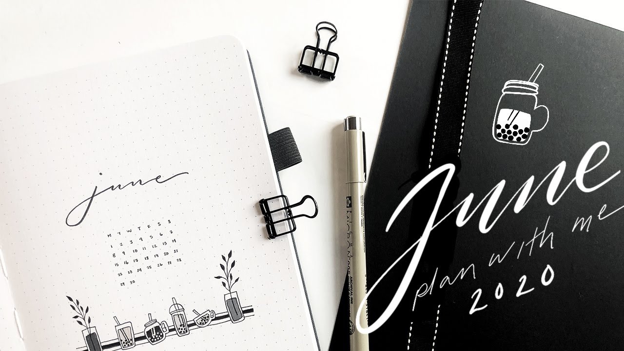 minimal boba theme | plan with me | june 2020 | bullet journal