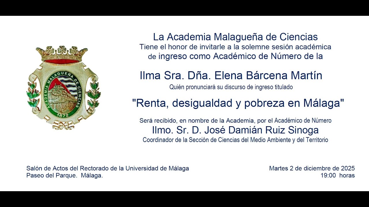 Ingreso de Elena Bárcena Martín en la Academia Malagueña de Ciencias. 2 12 2025
