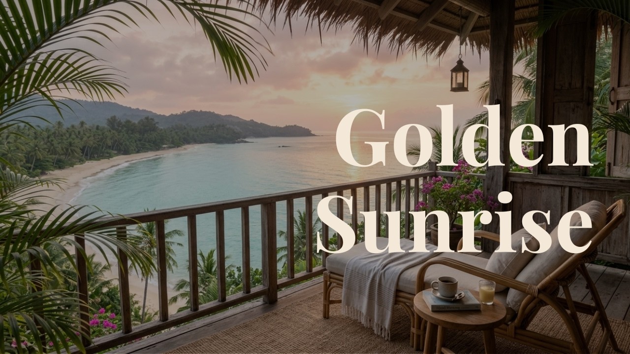 Golden Sunrise on a Tropical Beach | Calm Ocean Ambience (1 Hour)