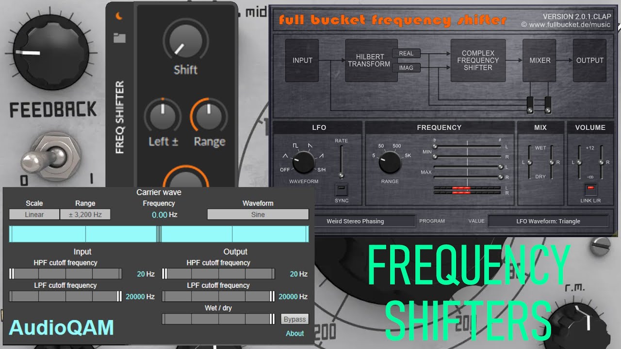 Frequency Shifters (Bitwig, AudioQAM, Full Bucket, Echobode)