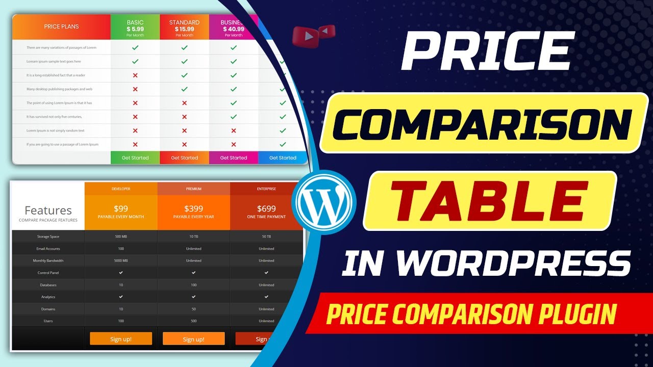 How to add price comparison table in WordPress website | WordPress price comparison plugin