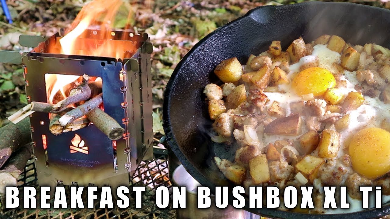 Cooking Breakfast on Bush Box XL Titanium Hobo Stove