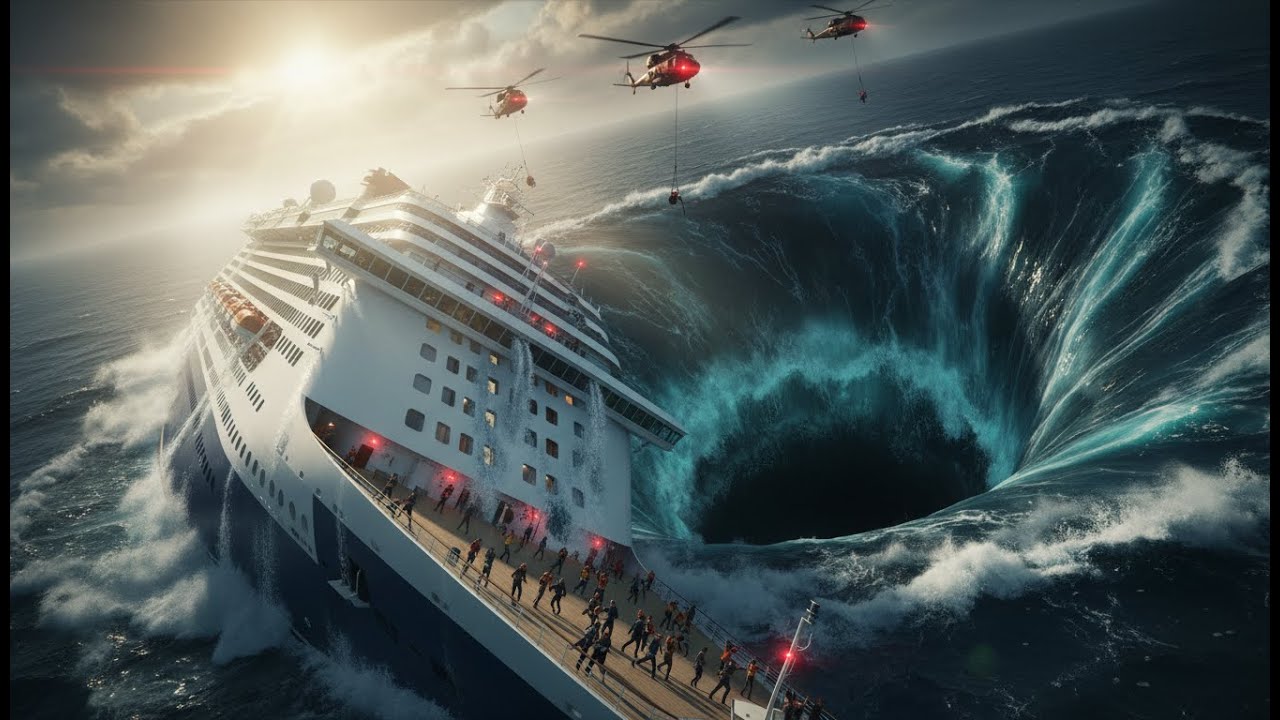 Shocking Moment! Luxury Cruise Ship Swallowed by a Deadly Whirlpool | Realistic AI Simulation