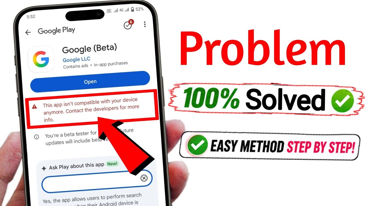 Fix This App Isn't Compatible With Your Device Anymore Problem On Google