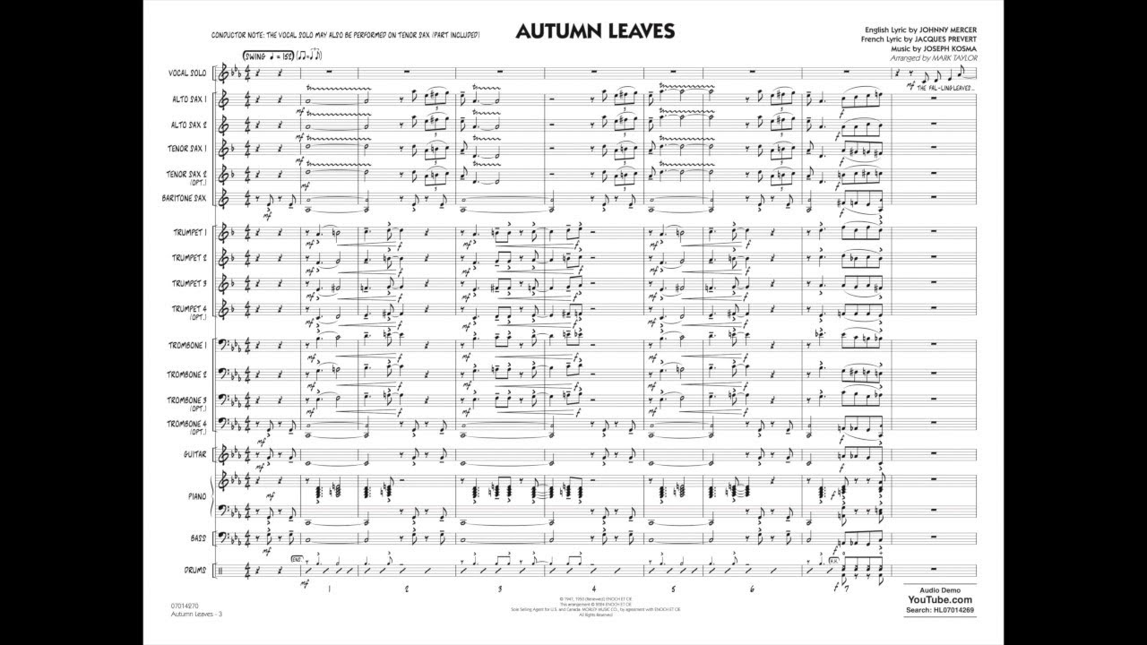 Autumn Leaves | Classic Jazz standard Arr. by Mark Taylor