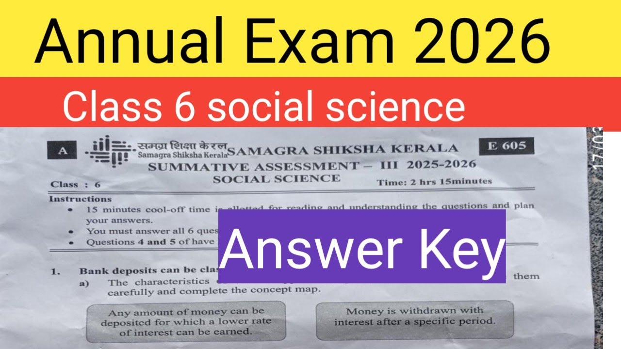 class 6 social science Annual exam 2026 Answer key Today's exam Answer key