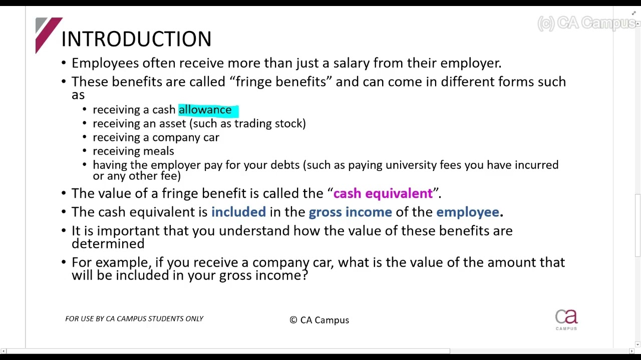 Part 1-Fringe Benefits - Introduction (6min)